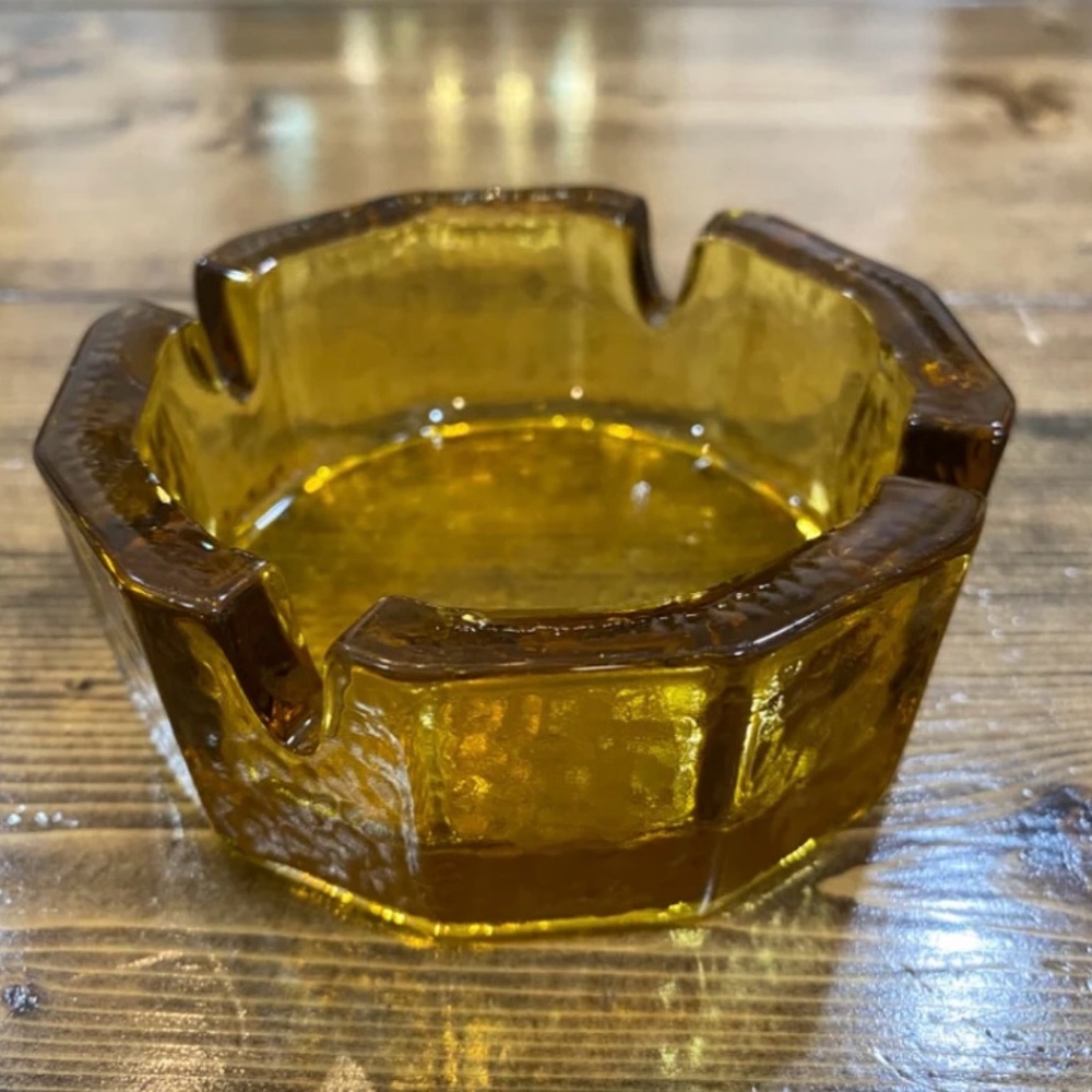 BLENKO Amber pebbled Ashtray